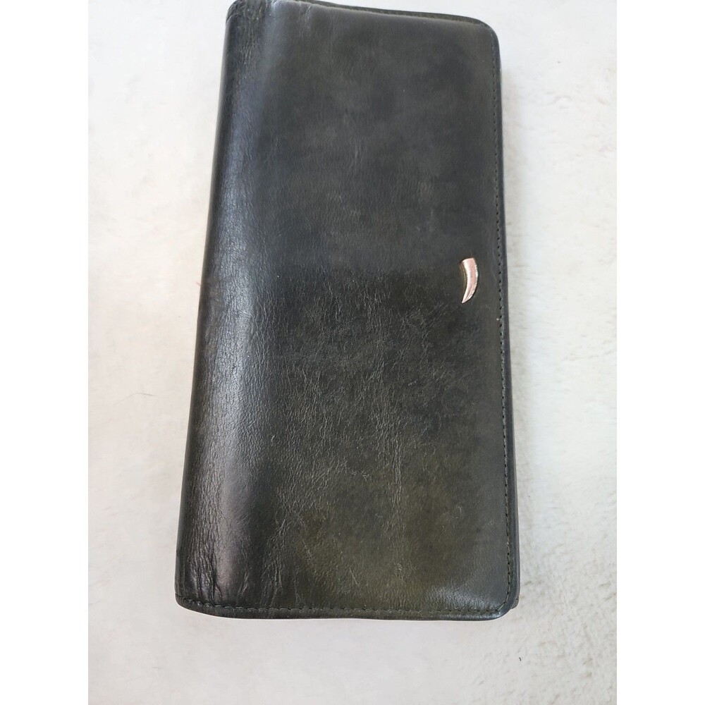 Tusk Leather Clutch Wallet Olive Green With Tan Interior 7 1/4 X 3 1/2 EUC